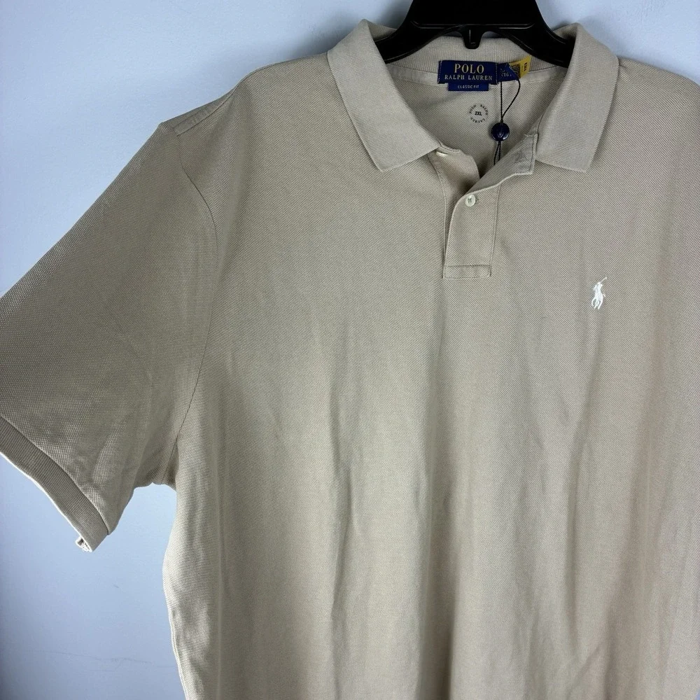 Polo Ralph Lauren Polo Shirt Mens 2X Tan Slim Fit Cotton Pony NWT